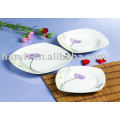 2014 design square decal white glazed ceramic porcelain dinner sets